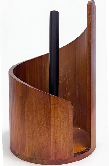 Premium Bamboo and Iron Paper Towel Holder - Heavy Duty Countertop Stand with Solid Wood Base, Ki... | Amazon (US)