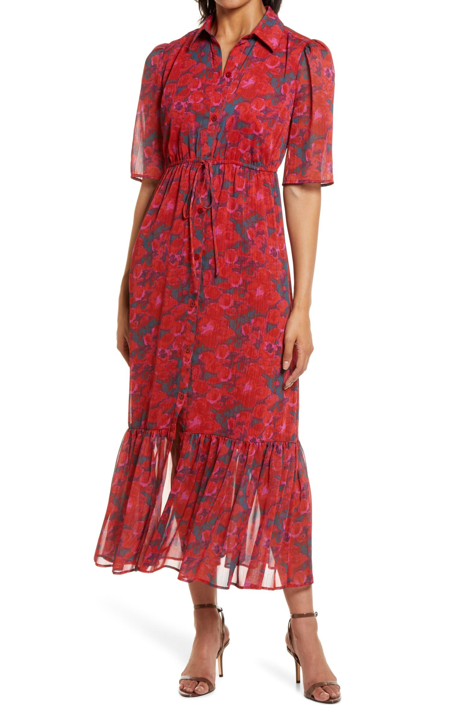 Crinkle Chiffon Shirtdress | Nordstrom