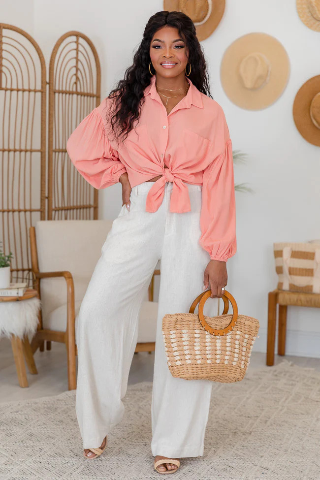 Not Afraid Linen Trousers | Pink Lily