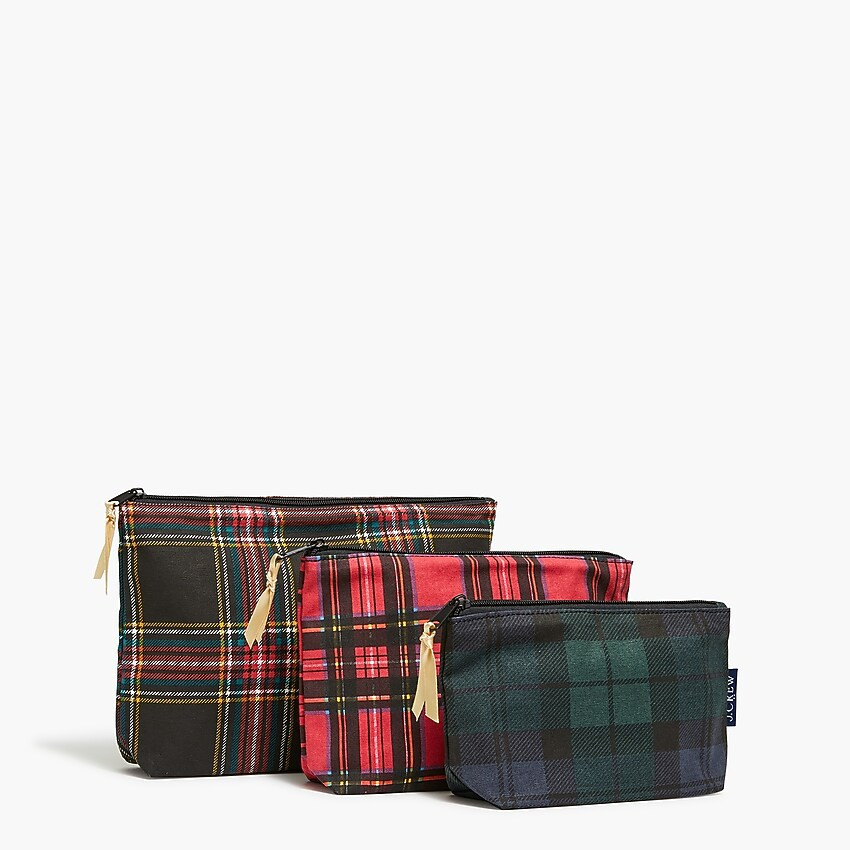 Three-pack tartan pouch set | J.Crew Factory