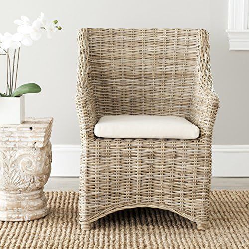 Safavieh Home Collection Ventura Brown and White Washed Arm Chair | Amazon (US)