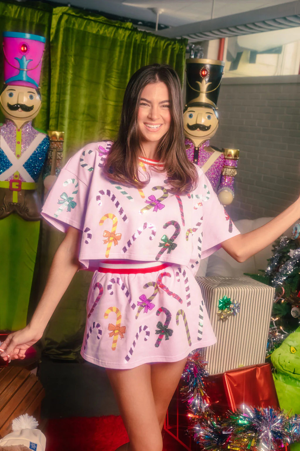 Light Pink Rainbow Candy Canes Top | Queen of Sparkles