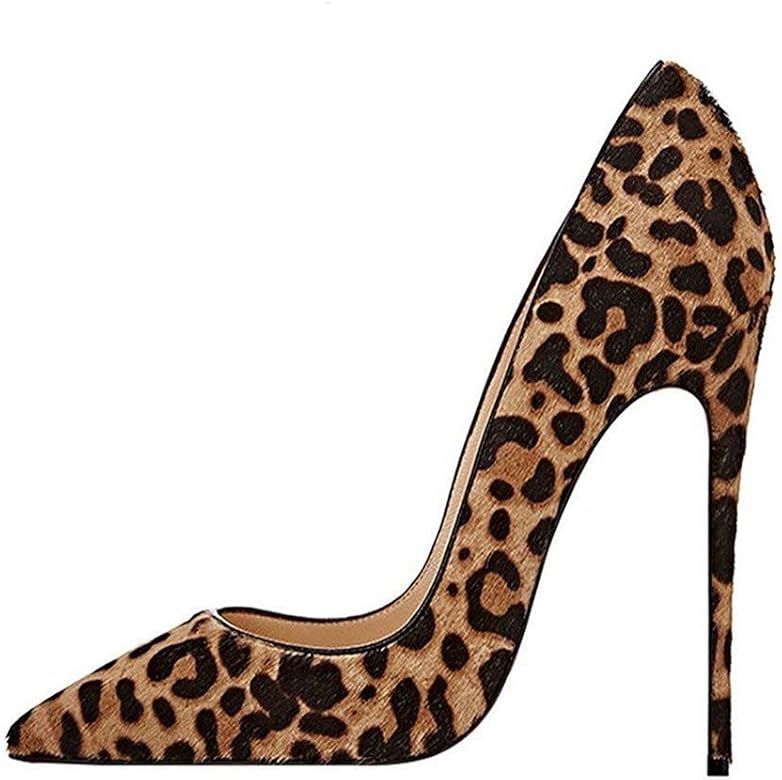 FSJ Women Sexy Leopard Printed Dress Shoes Pointy Toe High Heels Stilettos Pumps Shoe Size 4-15 U... | Amazon (US)