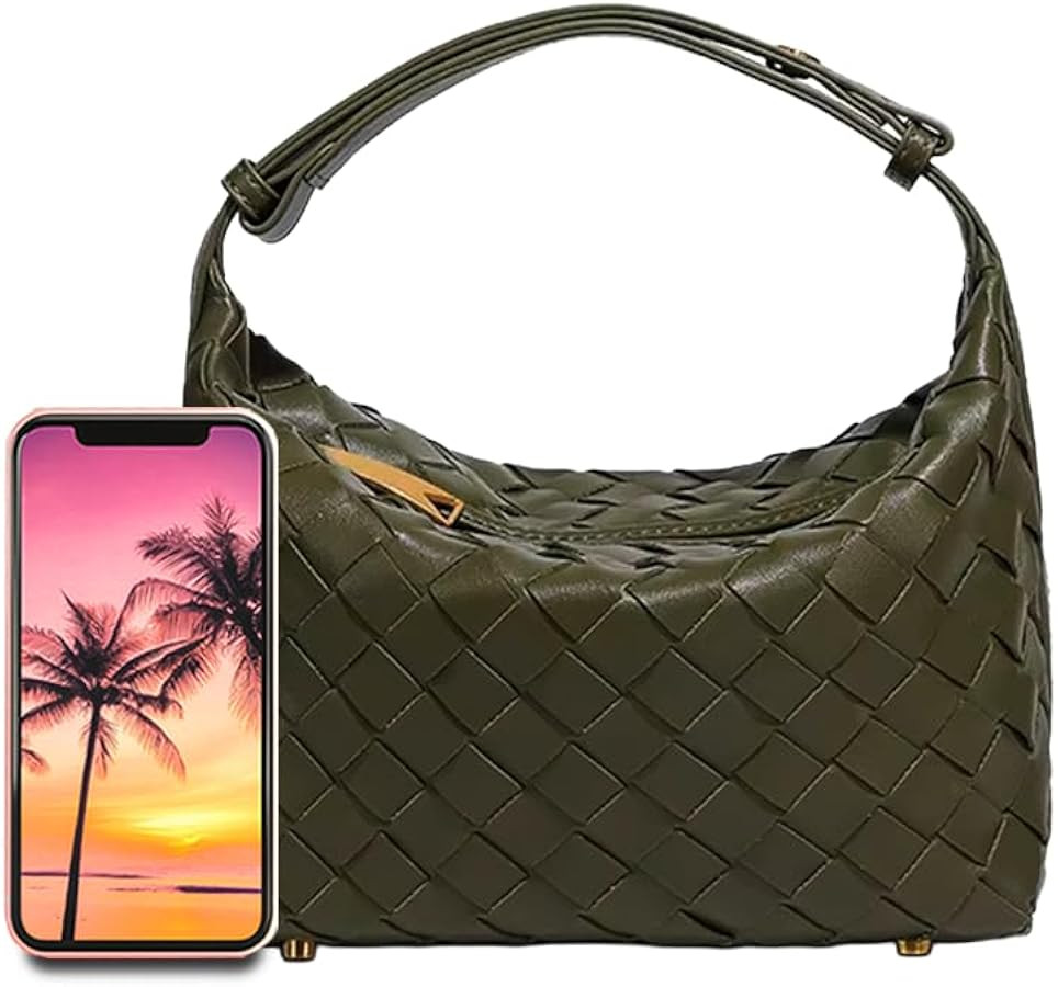 Woven Purse for Women, Braided Vegan Leather Woven Bag, Slouchy Mini Hobo Tote Purses, Small Top-... | Amazon (US)
