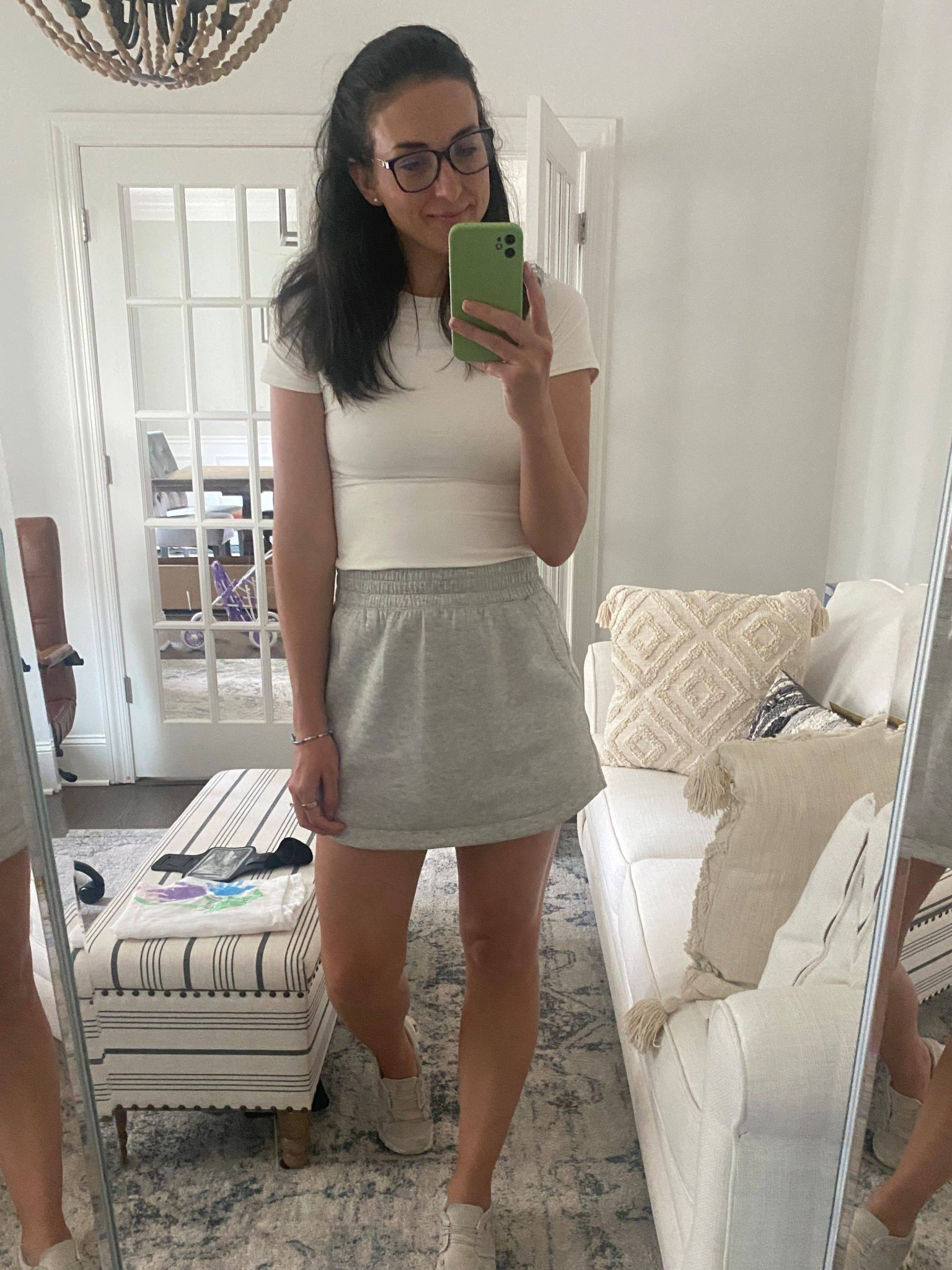 Today’s work from home/school pickup and drop off outfit. I love this white Jersey tee, it’s amazon and a fantastic skims dupe! I’m wearing a medium, fits true to size. This Abercrombie skirt is also a staple of mine, very comfy and flattering. I’m wearing a medium and true to size. This color is sold out but linked the other color options. Paired with my go to neutral on cloud sneakers. 

#LTKFindsUnder50 #LTKActive #LTKFindsUnder100