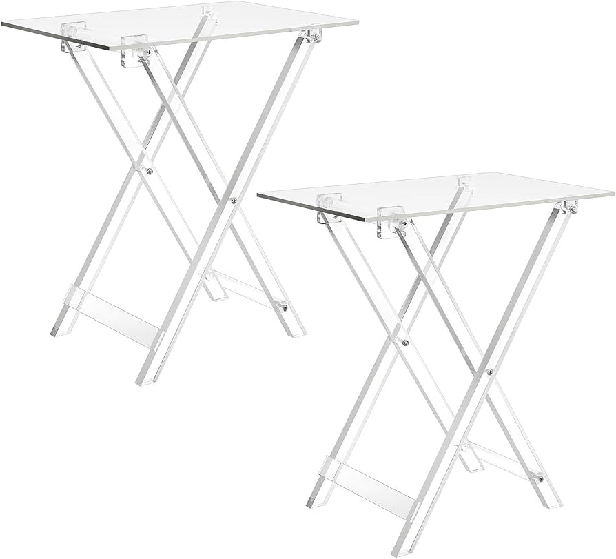 2 Pcs Acrylic Foldable TV Dinner Table Clear Small Folding TV Tray Table Space Saving Acrylic Din... | Amazon (US)