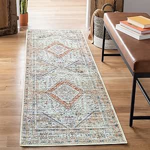 Bloom Rugs Washable Non-Slip 7 ft Runner - Peach/Beige Traditional Runner for Entryway, Hallway, ... | Amazon (US)