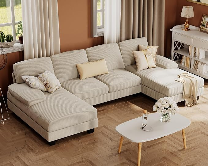 Furmax Sectional Couches for Living Room, U-Shaped Sofa Couch with Linen Fabric, 4 Seat Sofa Set ... | Amazon (US)
