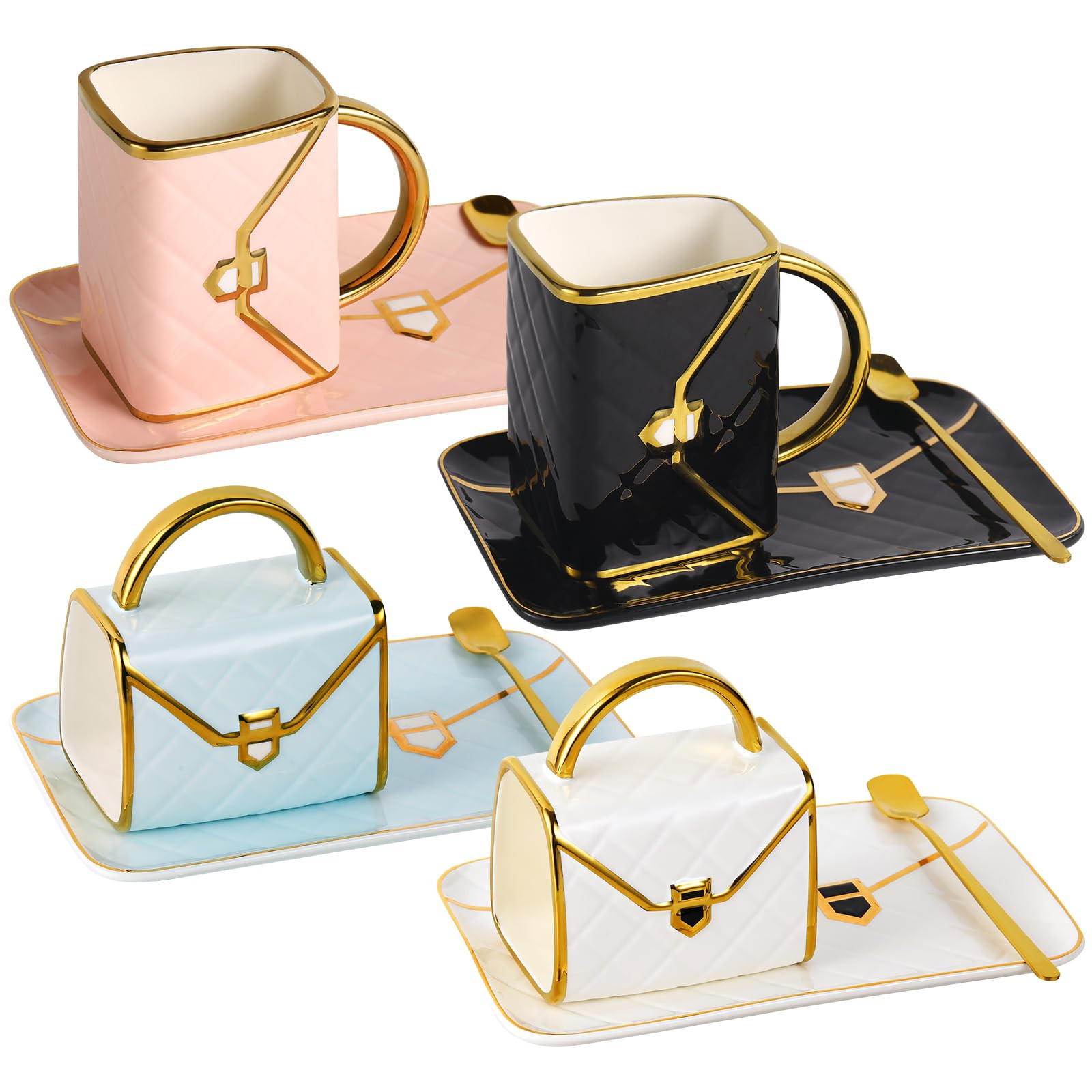 Handbag Coffee Mug Set of 4, Handbag Coffee Mug, Purse Coffee Ceramic Mug Set 10 Oz/ 310 ml Cute ... | Amazon (US)
