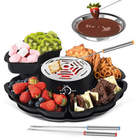 2 in 1 Electric S’mores Maker & Fondue Pot Tabletop Indoor Flameless Electric Marshmallow Roaster 4 Detachable Trays & 4 Roasting Forks Movie Night Supplies & Housewarming Gift | Walmart (US)