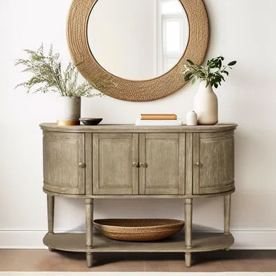 Accent Cabinet With Adjustable Shelves, Solid Wood Veneer, 4 Doors, Gold Hardware, Living Room, 47.5"W X 17"D 34"H Magnetic Catches, Area, | Wayfair North America