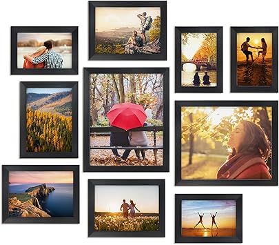 Giftgarden 10-Pack Black Picture Frames for Various Sizes Photos, Two 8x10, Four 4x6, Four 5x7, M... | Amazon (US)