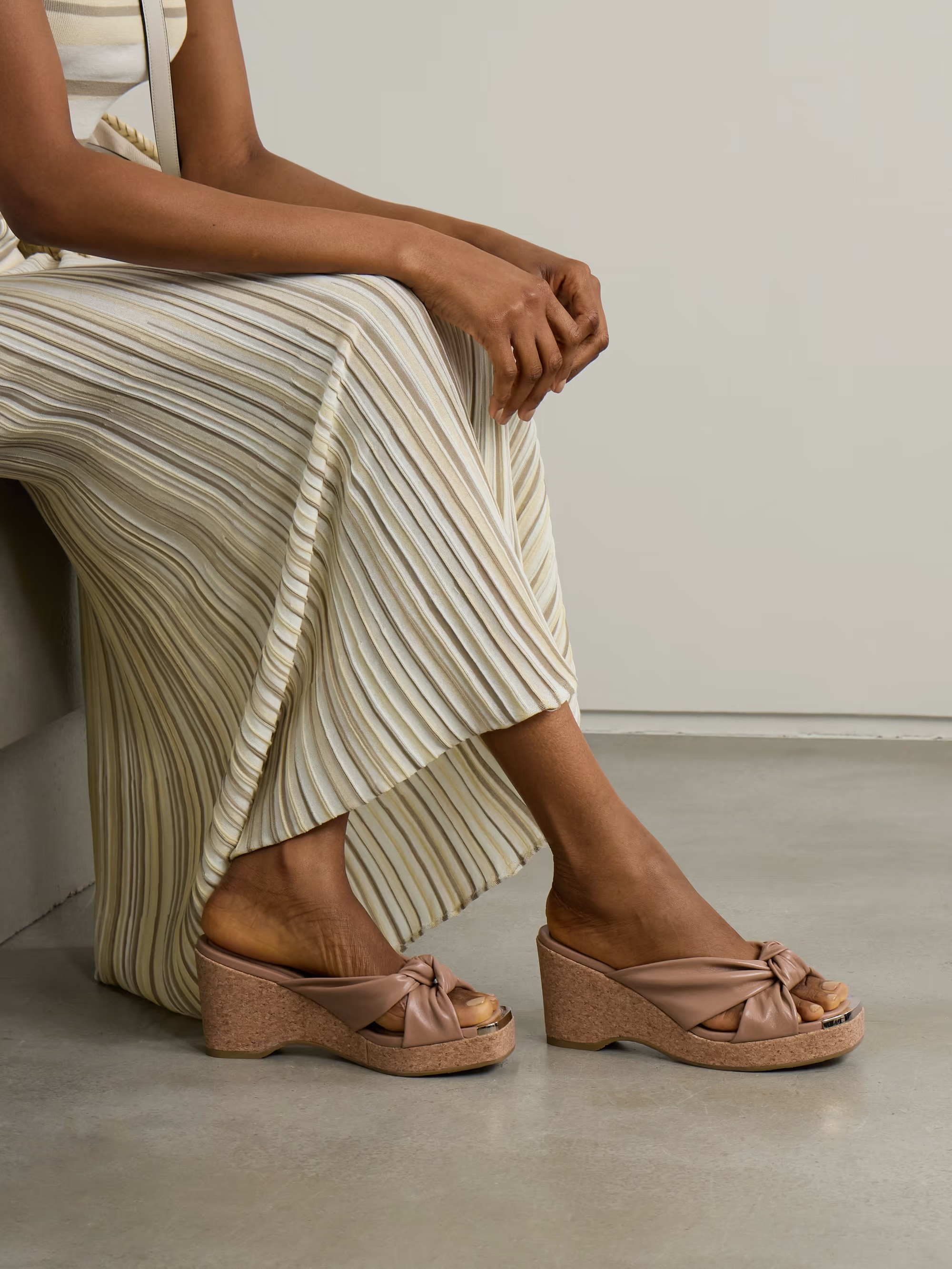 Avenue 95 embellished knotted leather wedge sandals | NET-A-PORTER (US)