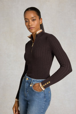 Zoe Quarter Zip Knit (Bournville) | Holland Cooper