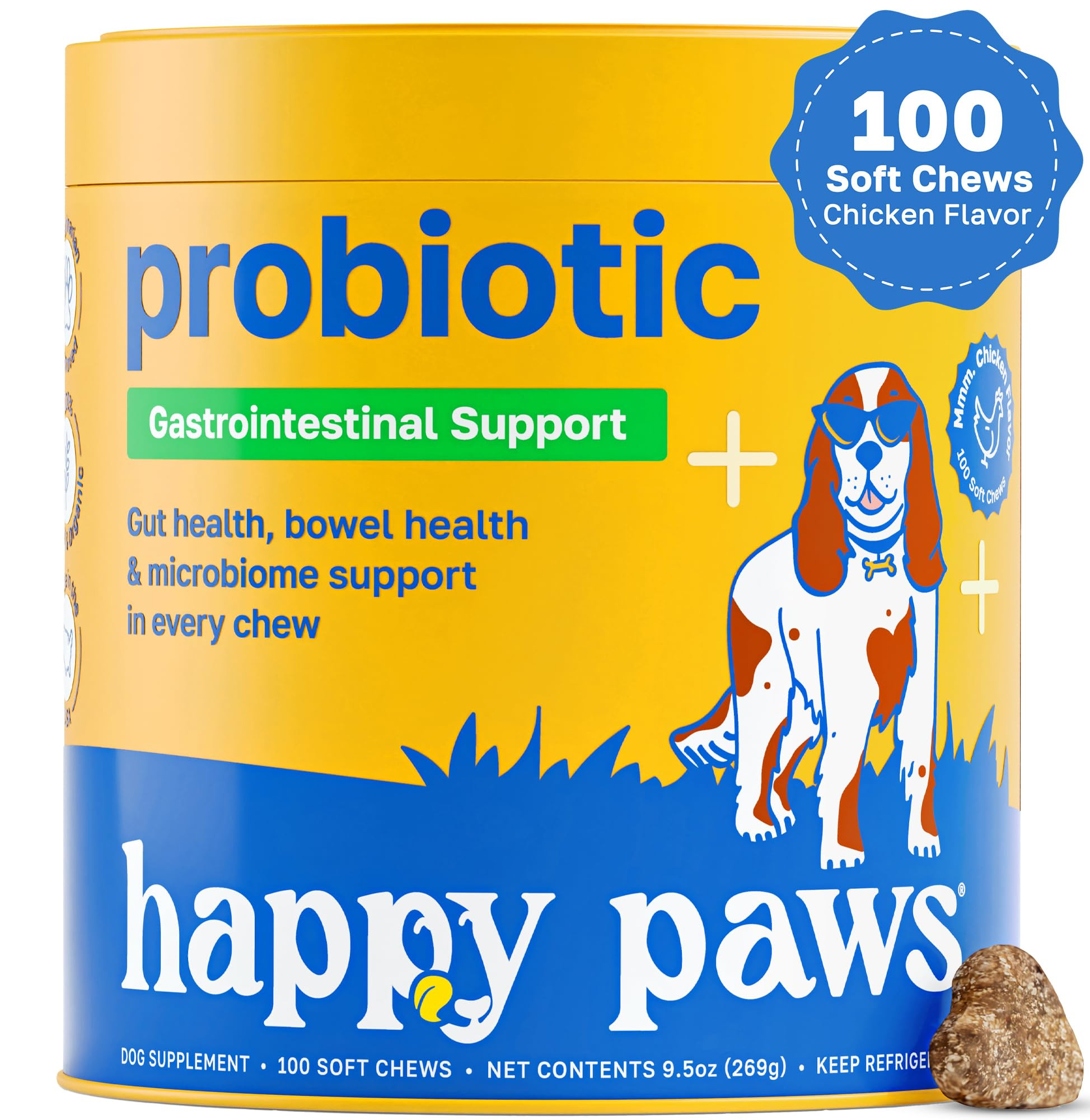 Happy Paws Probiotic Supplement for Dogs, Gut, Skin, Coat & Immune Support for All Breeds & Ages,... | Amazon (US)