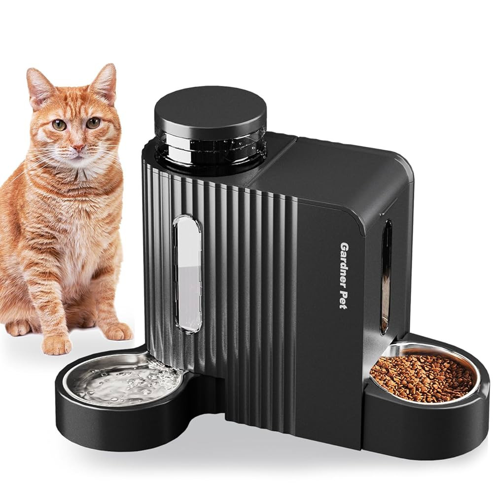Gardner Pet Automatic Gravity Cat Food Feeder and Water Dispenser Stainless Steel Two-in-One Set ... | Amazon (US)