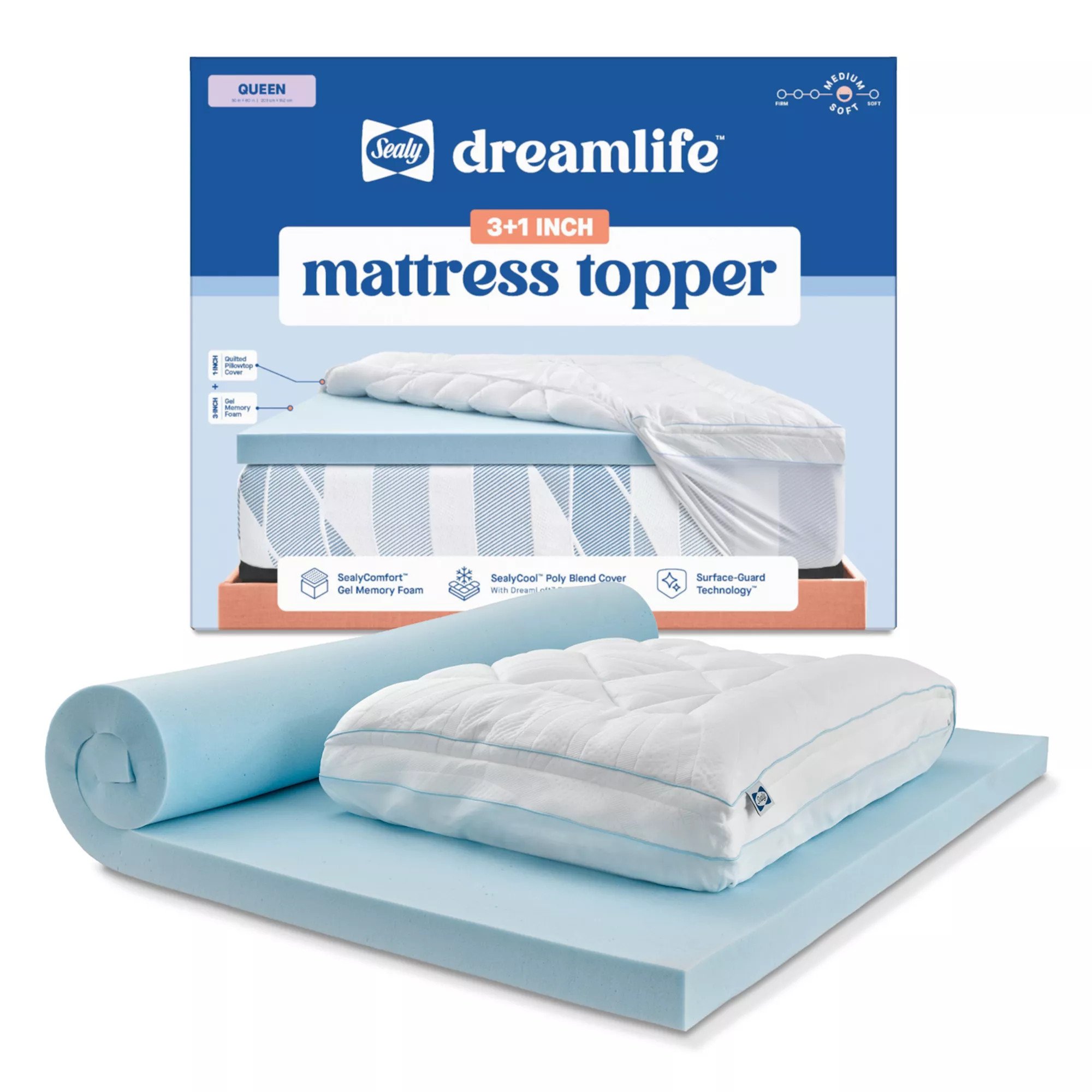 Sealy Dreamlife™ 3-in. Gel Memory Foam Mattress Topper & 1-in. Quilted Cooling Cover | Kohl's