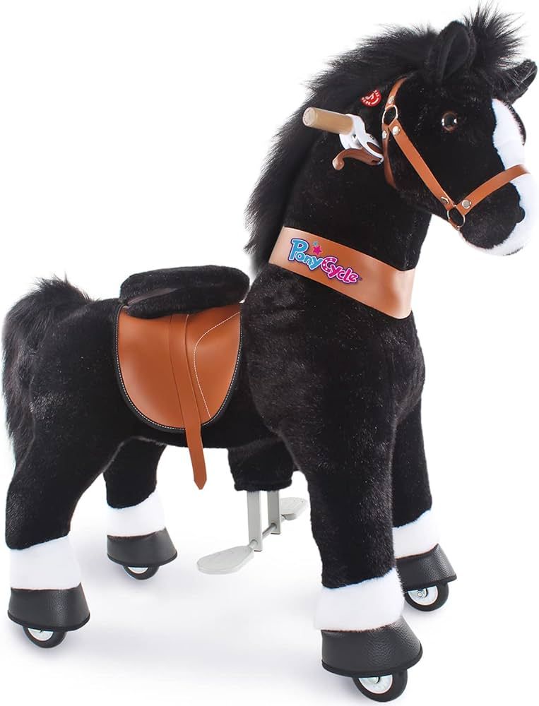 PonyCycle Official Classic U Series Ride on Horse Toy Plush Walking Animal Black Horse Size 4 for... | Amazon (US)