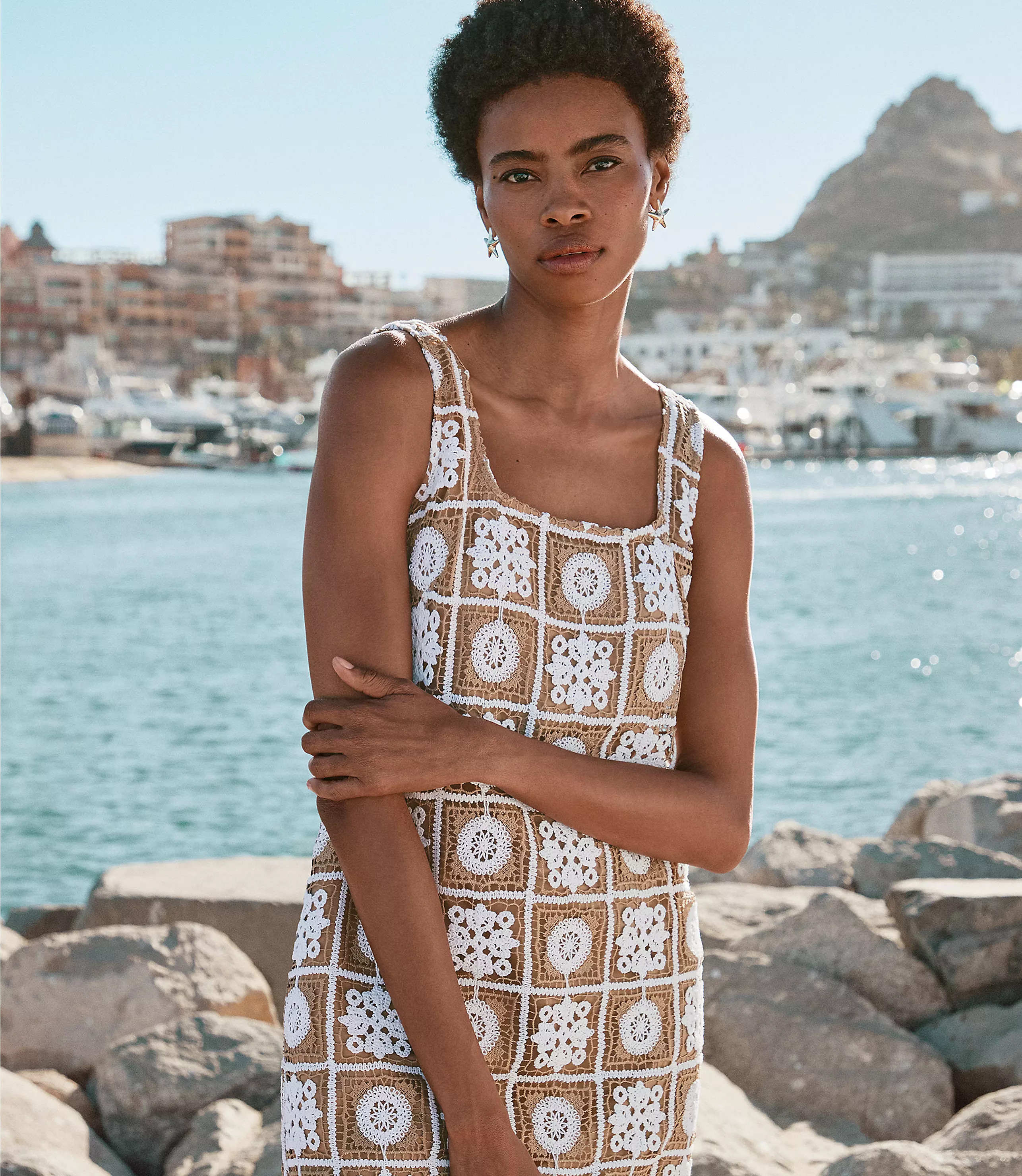 Petite Crochet Tank Mini Dress | LOFT