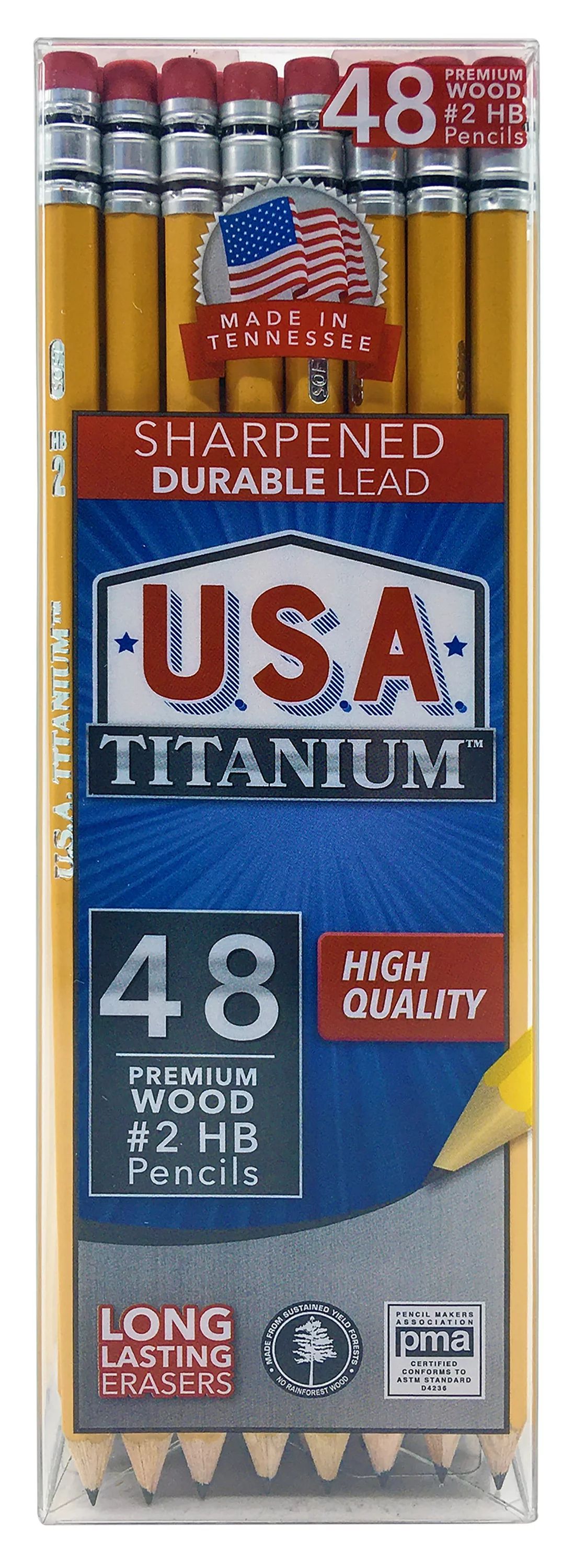 USA Titanium Premium Yellow No.2 Pencils 48 Count Sharpened Woodcase Pencils - Walmart.com | Walmart (US)