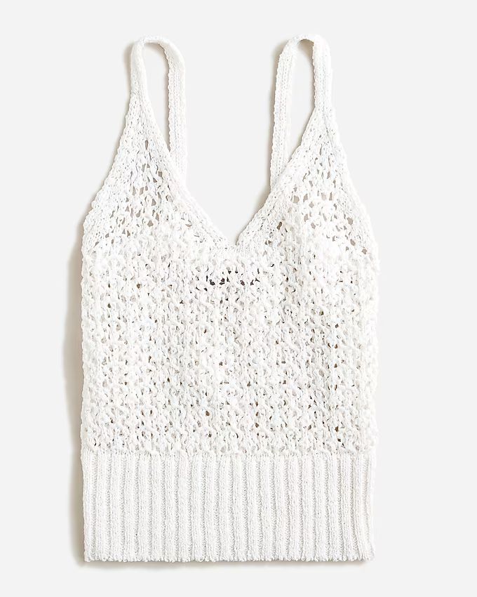 Cropped V-neck sweater-tank in textured pointelle | J.Crew US