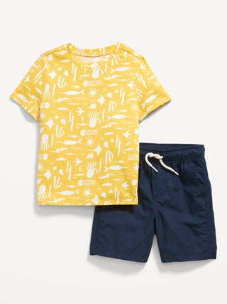Printed Crew-Neck T-Shirt and Shorts Set for Toddler Boys | Old Navy (US)