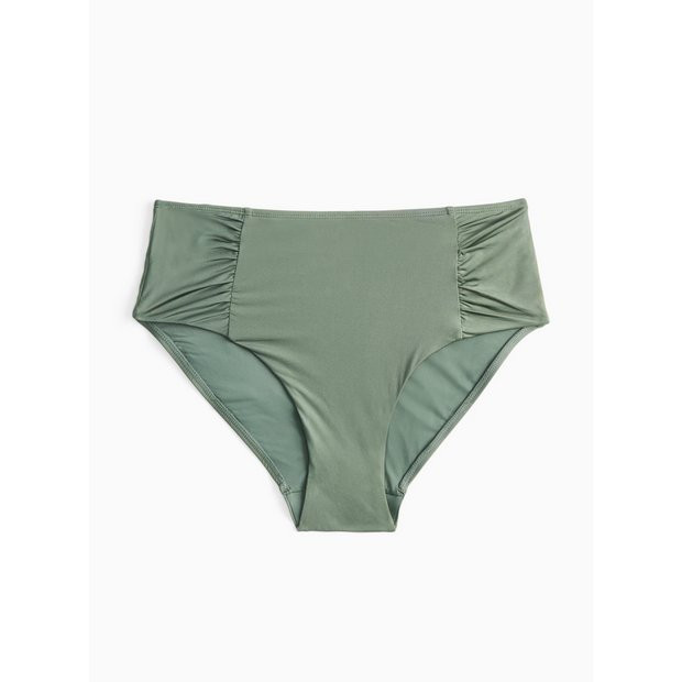 Khaki Ruched Bikini Bottoms 10 | Tu Clothing