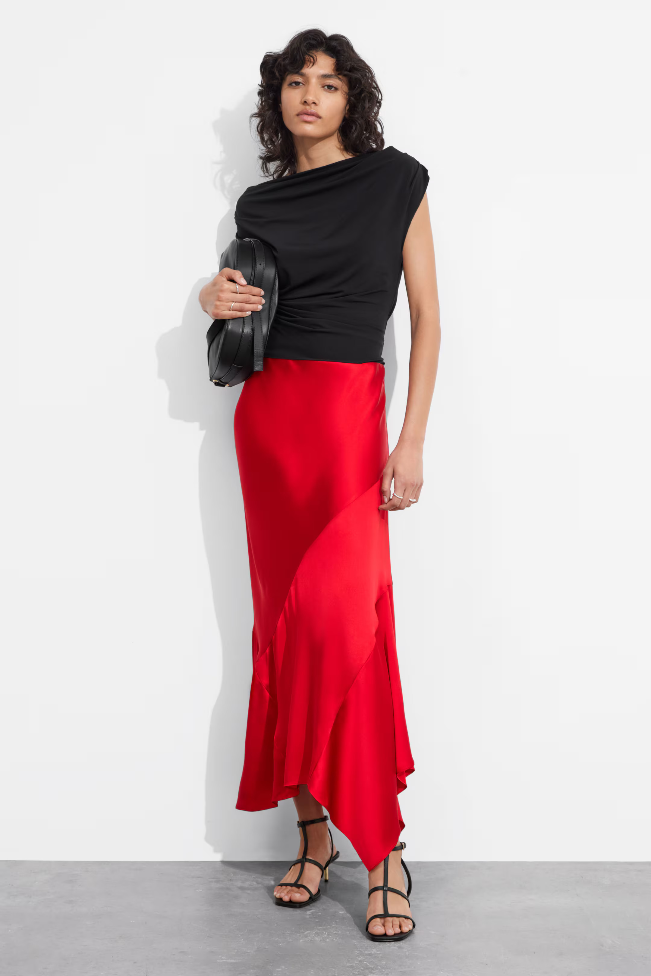 Asymmetric Satin Midi Skirt | H&M (UK, MY, IN, SG, PH, TW, HK)