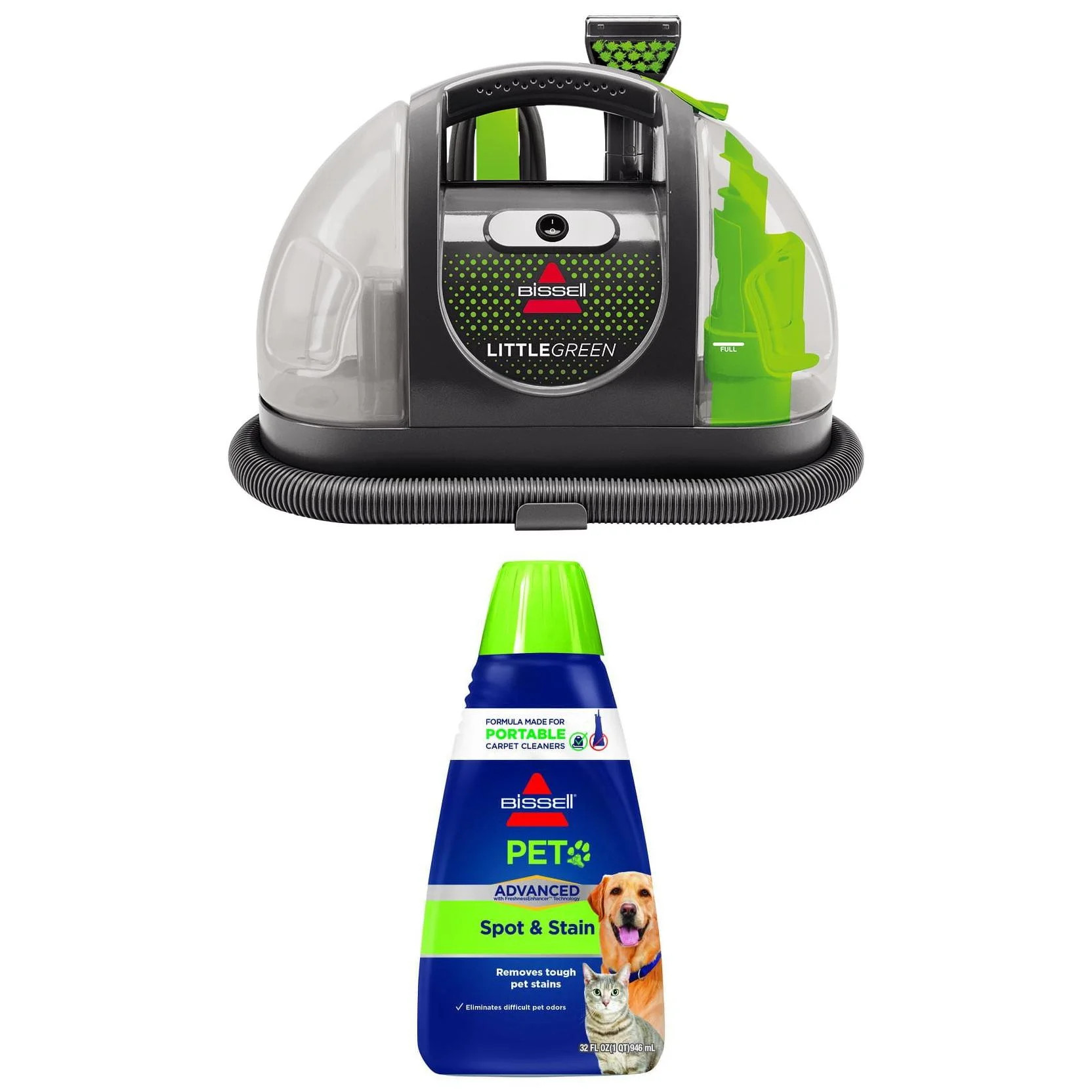 BISSELL Little Green Portable Carpet Cleaner 3369 & BISSELL Pet Stain Odor Remover, 32 Fluid Ounc... | Walmart (US)
