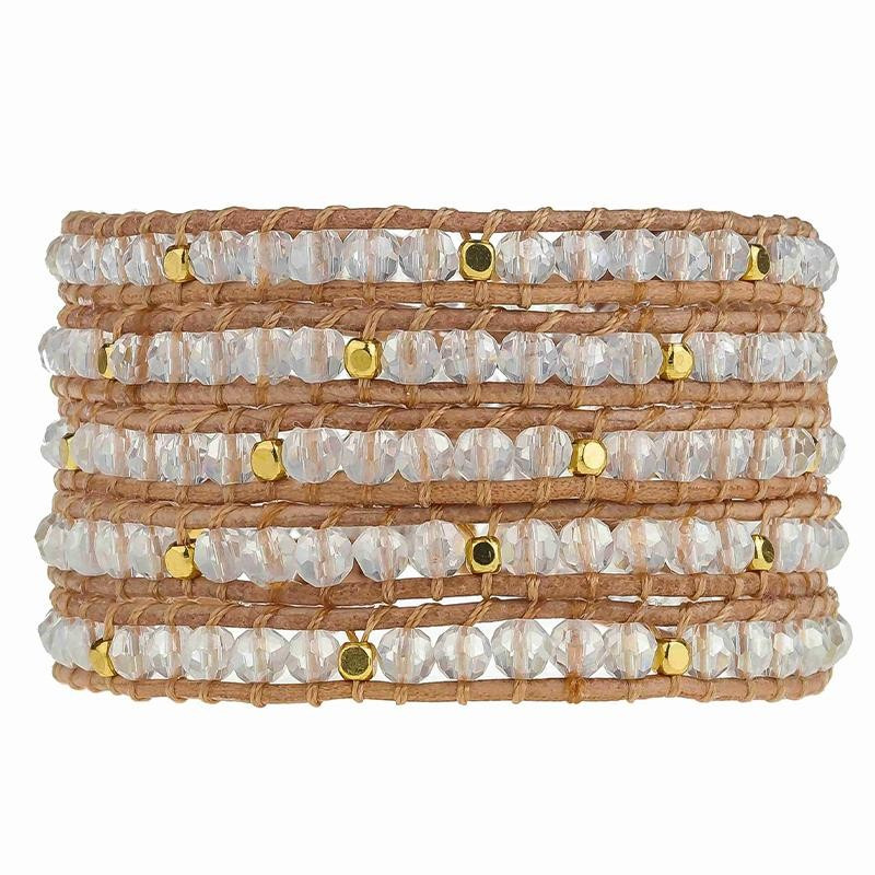 Clear Crystals with Gold Beads on Natural | Victoria Emerson