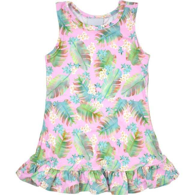 Flap Happy | UPF 50 Jillian A-Line Dress, Luau Palms (Pink, Size 6) | Maisonette | Maisonette