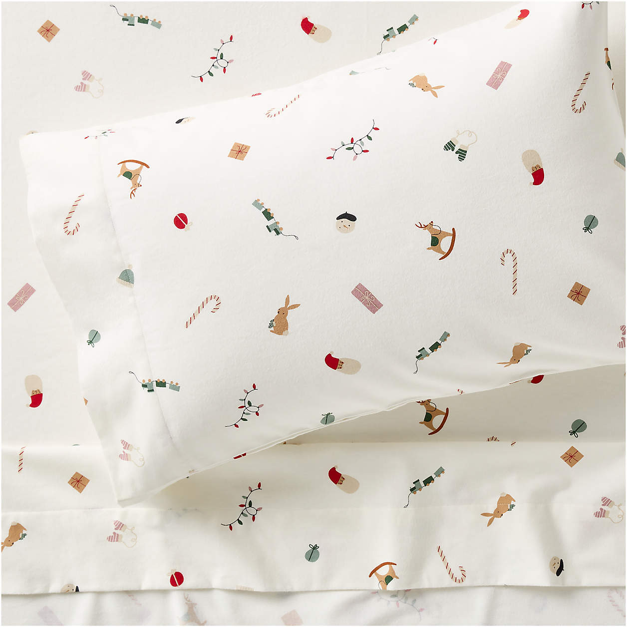 Supercozy Restful Reindeer Christmas 100% Organic Cotton Flannel Kids Twin Sheet Set + Reviews | ... | Crate & Barrel