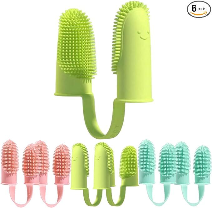 Scrit Dog Finger Toothbrush, 6 Pack Cat Toothbrushes, Two Finger Toothbrush for Pet's Dental Care... | Amazon (US)