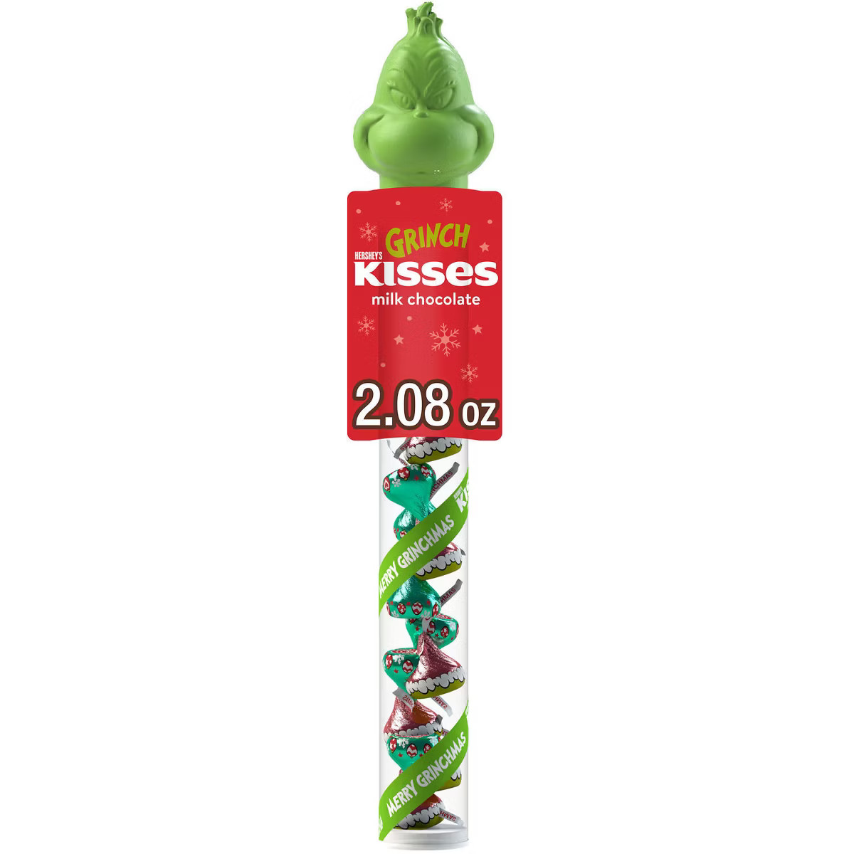 HERSHEY'S Kisses Christmas Grinch Milk Chocolate Filled Plastic Cane Candy - 2.08oz | Target