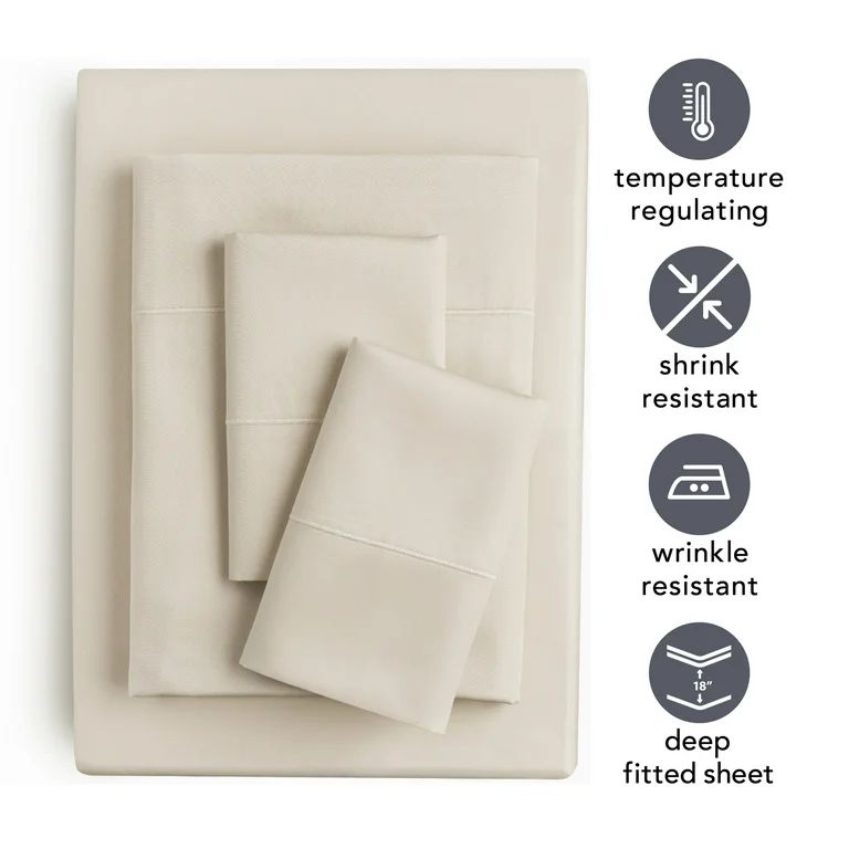 Better Homes & Gardens 400 Thread Count Hygro Cotton Bed Sheet Set, Full, Beige | Walmart (US)