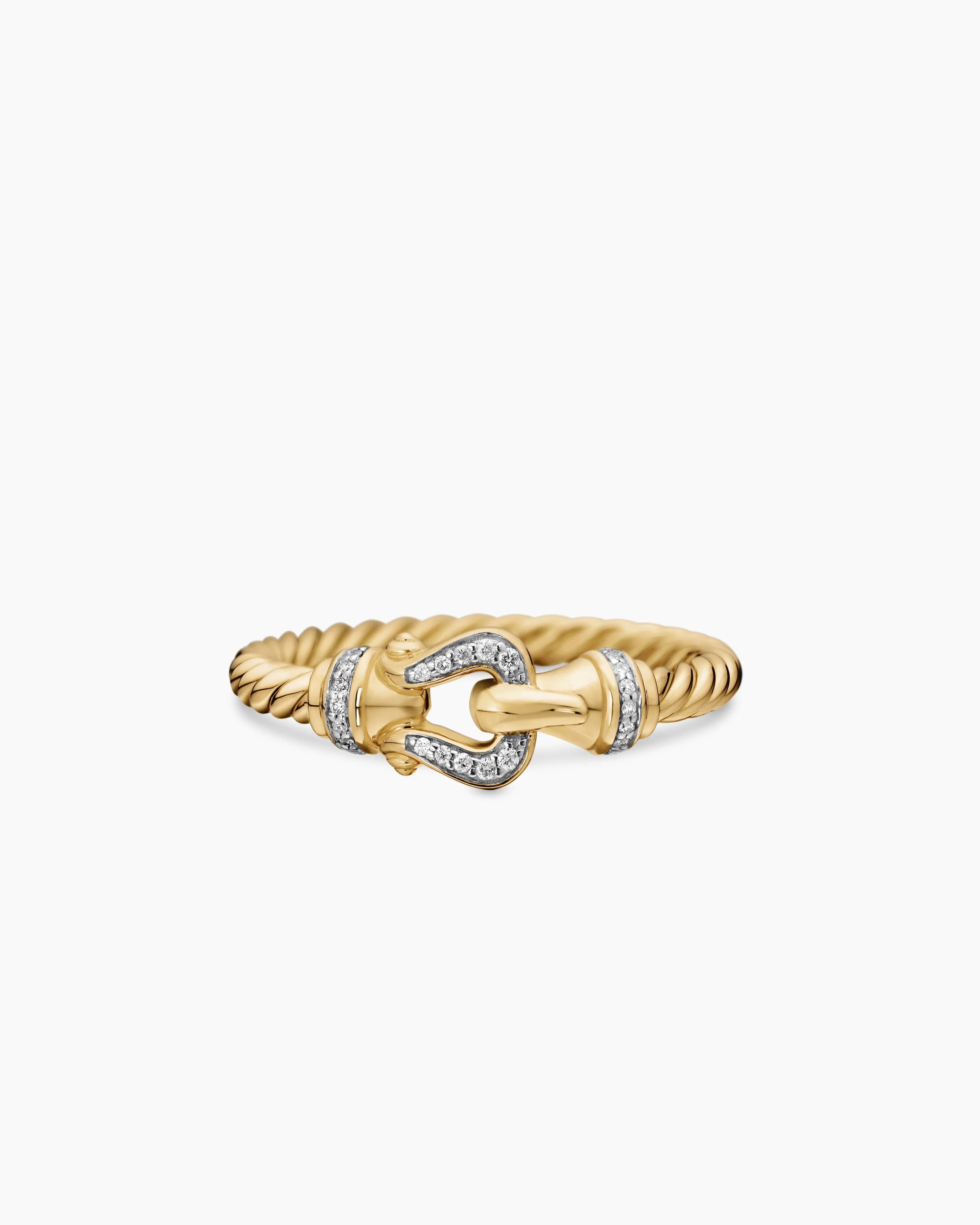 David Yurman | Petite Buckle Ring in 18K Yellow Gold with Diamonds, 2mm | David Yurman