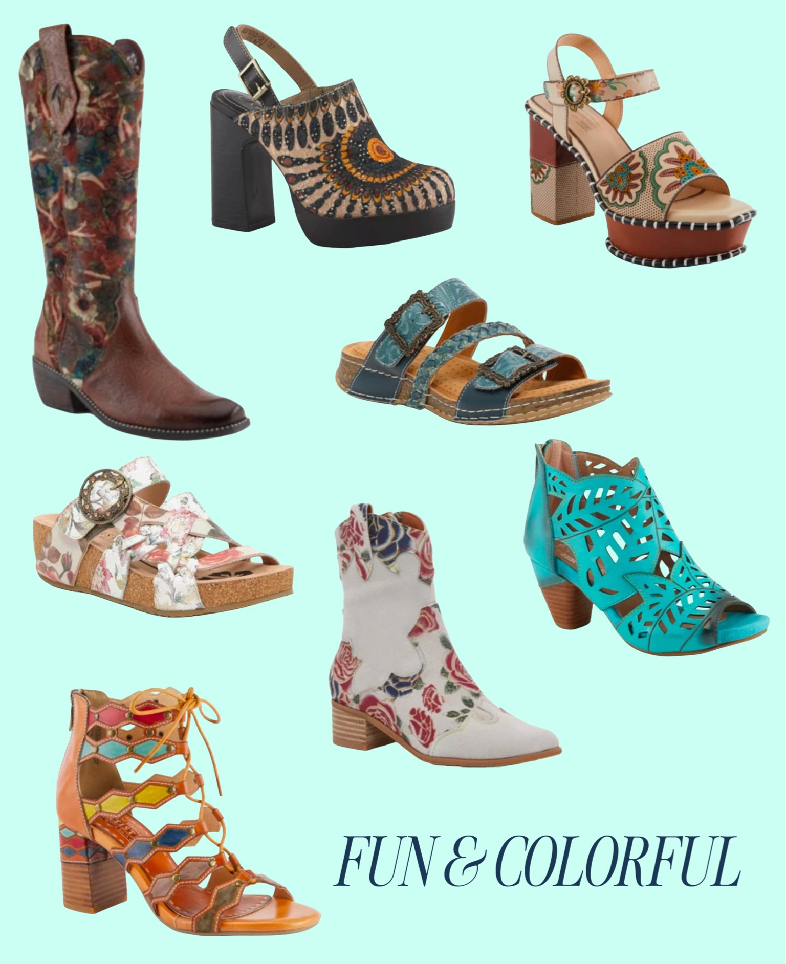 Fun & colorful heels, boots, and sandals! Loving the 70s hippie feel these give 

#LTKSeasonal #LTKStyleTip #LTKShoeCrush