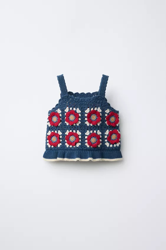 CROCHETED FLOWER KNIT TOP | Zara US