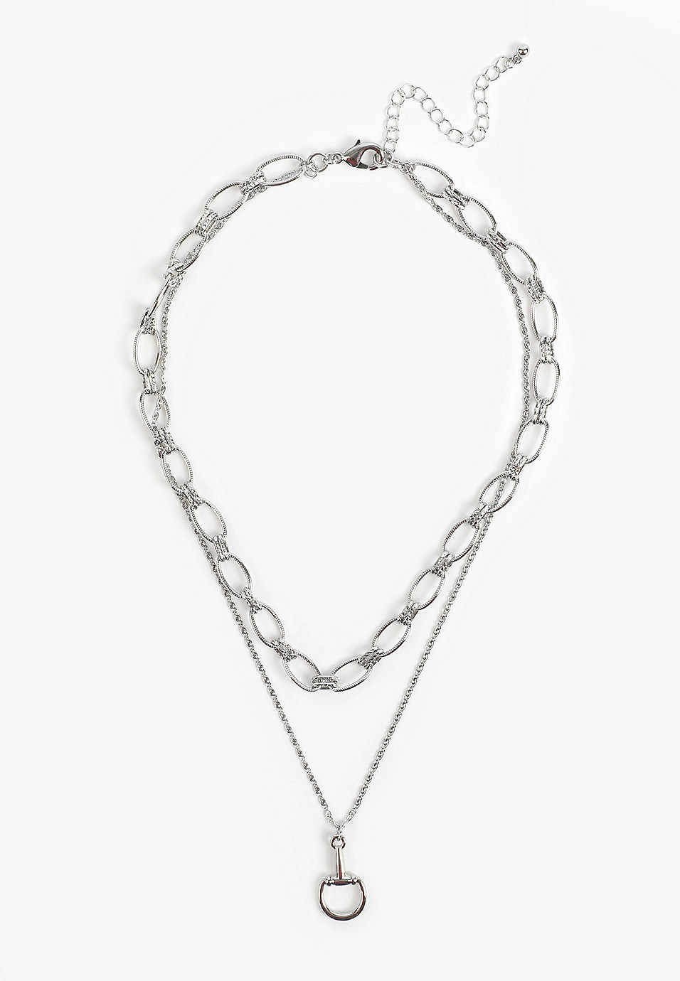 Silver Stirrup Pendant Layered Necklace | Maurices