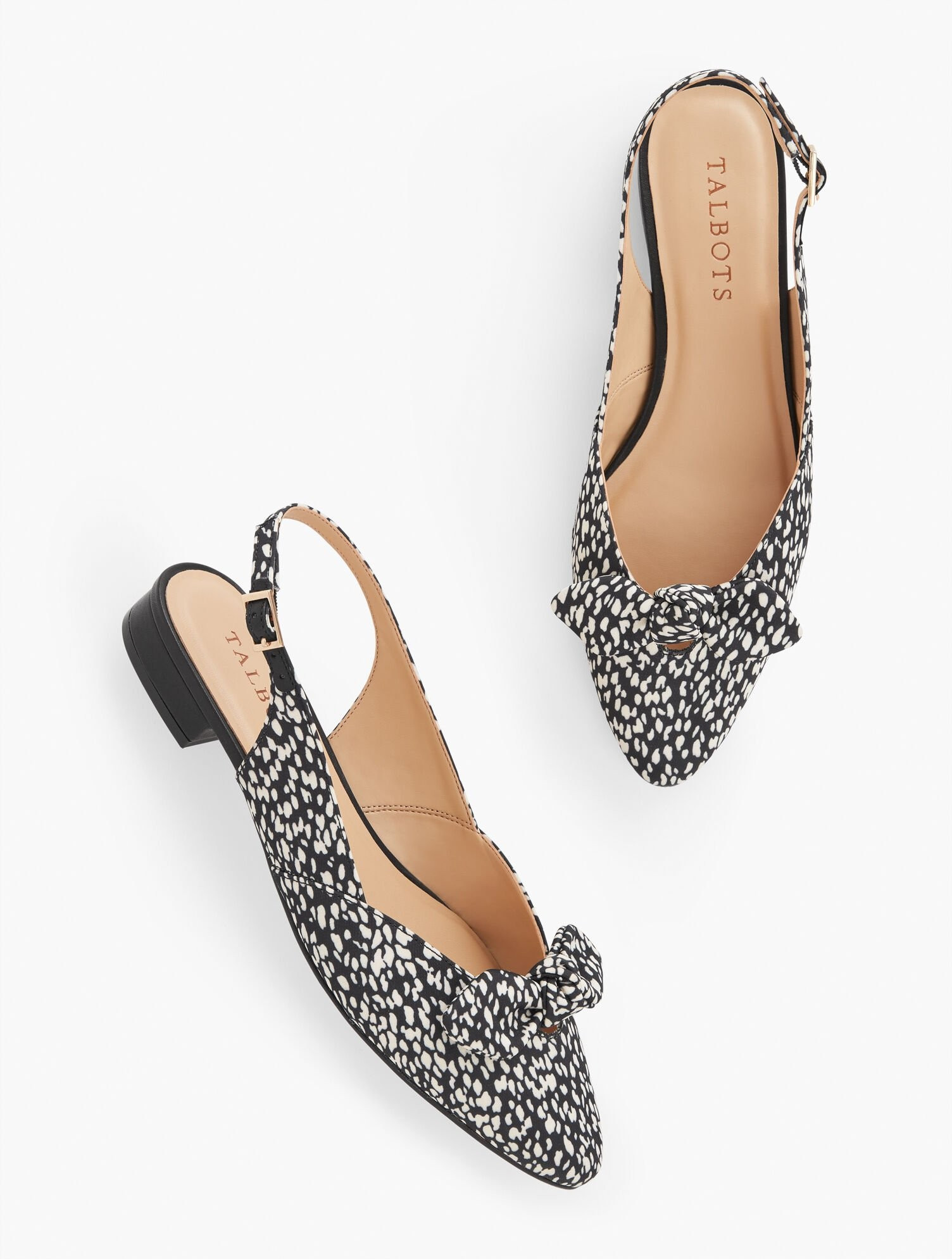 Edison Bow Sateen Slingback Flats | Talbots