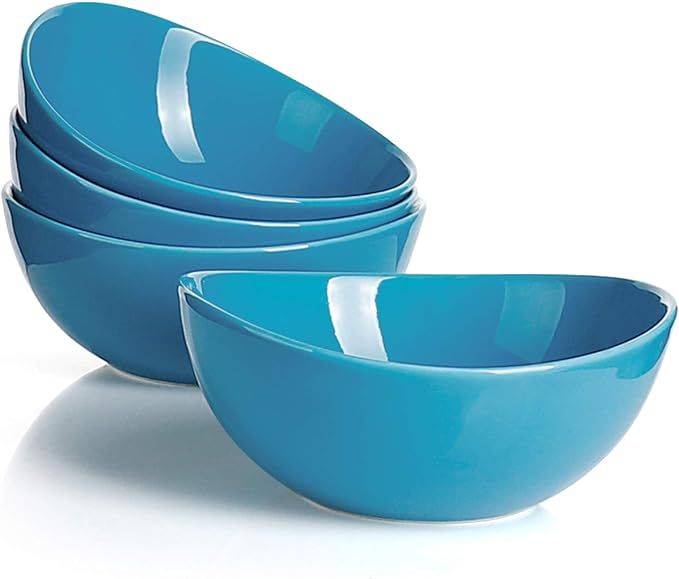 Sweese 103.407 Porcelain Bowls - 28 Ounce for Cereal, Salad and Desserts - Set of 4, Steel Blue | Amazon (US)