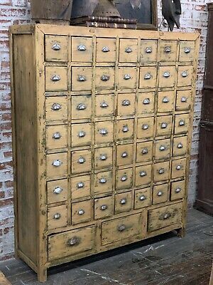 19th c Antique 52 Drawer Pine Apothecary Cabinet | eBay US