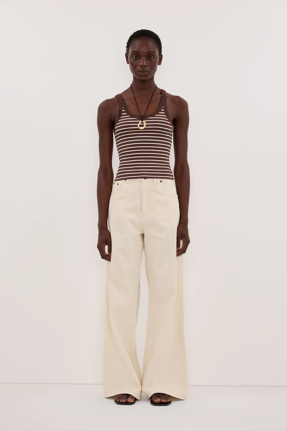 PENNY CHOC/CREAM STRIPE KNIT TANK | DISSH