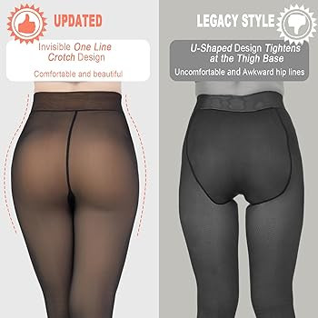 Fleece Lined Tights Women Sheer Fake Translucent Winter Thermal Pantyhose Opaque Warm Thick High ... | Amazon (US)