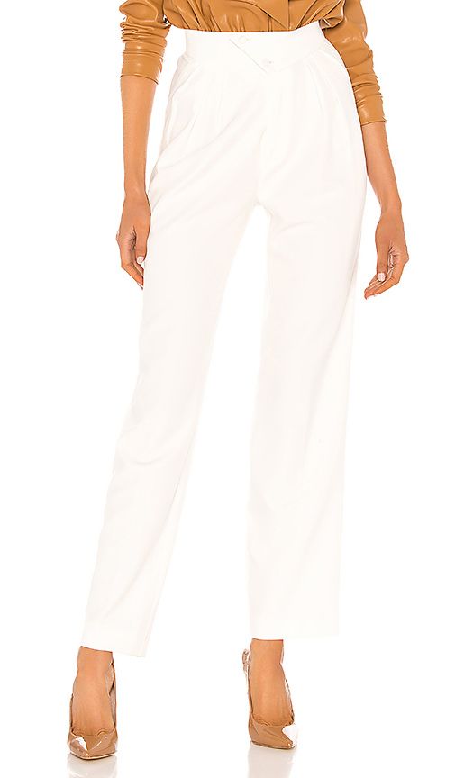 Britt Pleated Trouser in Off White | Revolve Clothing (Global)