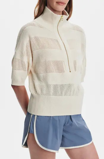 Varley Kembria Mesh Stripe Half Zip Top | Nordstrom | Nordstrom