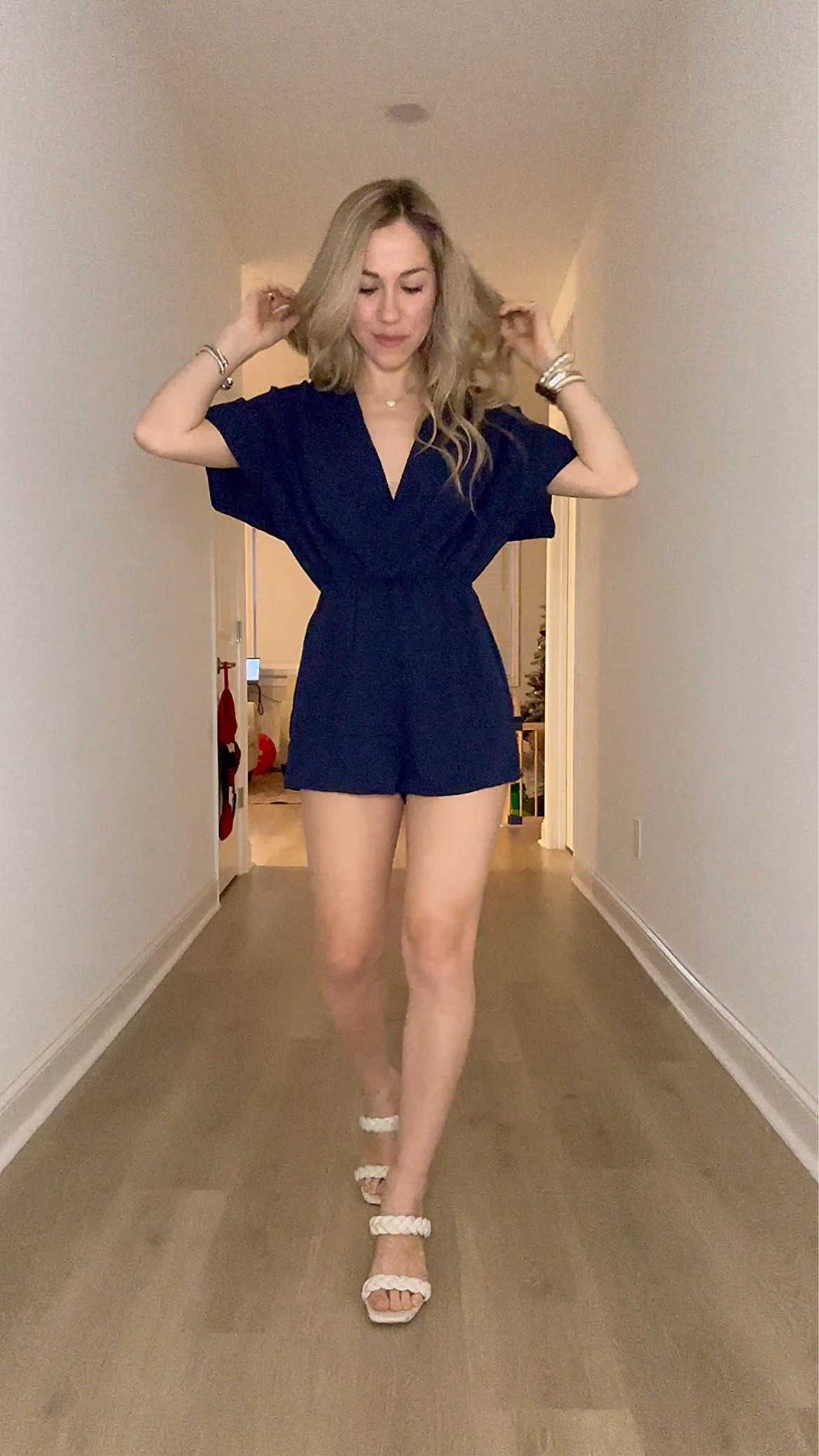 Cupshe deep v neck blue romper 

#LTKstyletip #LTKswim #LTKfindsunder50