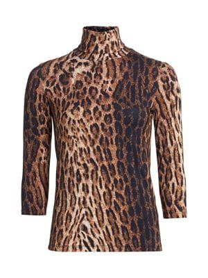 Leopard Print Highneck Top | Saks Fifth Avenue