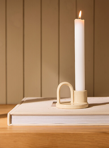 Small glossy ceramic candle holder | Simons