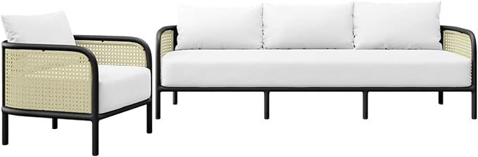 Modway Hanalei 2-Piece Outdoor Patio Furniture Set in Ivory White | Amazon (US)